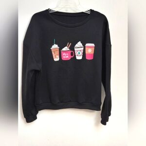 SHEIN EZwear Coffee Graphic Thermal Lined Sweatshirt Size L